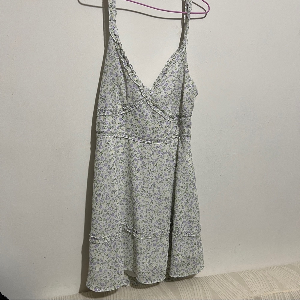 Floral Bow Tie Back Dress V Neck